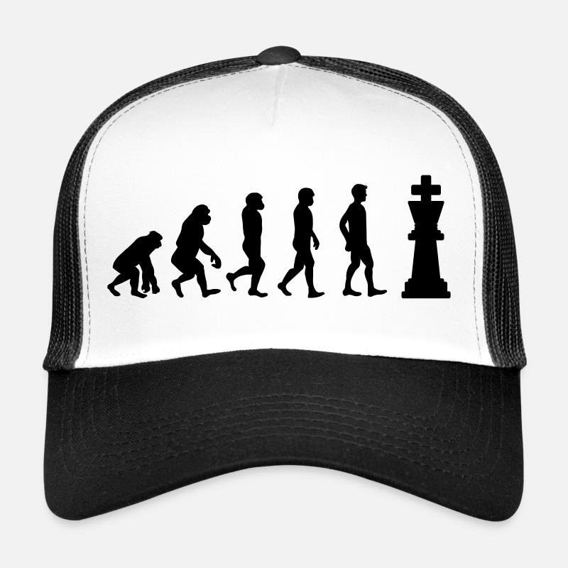 Evolution du jeu d’échecs - Casquette trucker  - blanc/noir