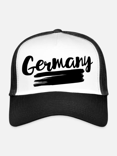 Drapeau de l’Allemagne – pavillon de l’Allemagne - Casquette trucker  - blanc/noir - Devant