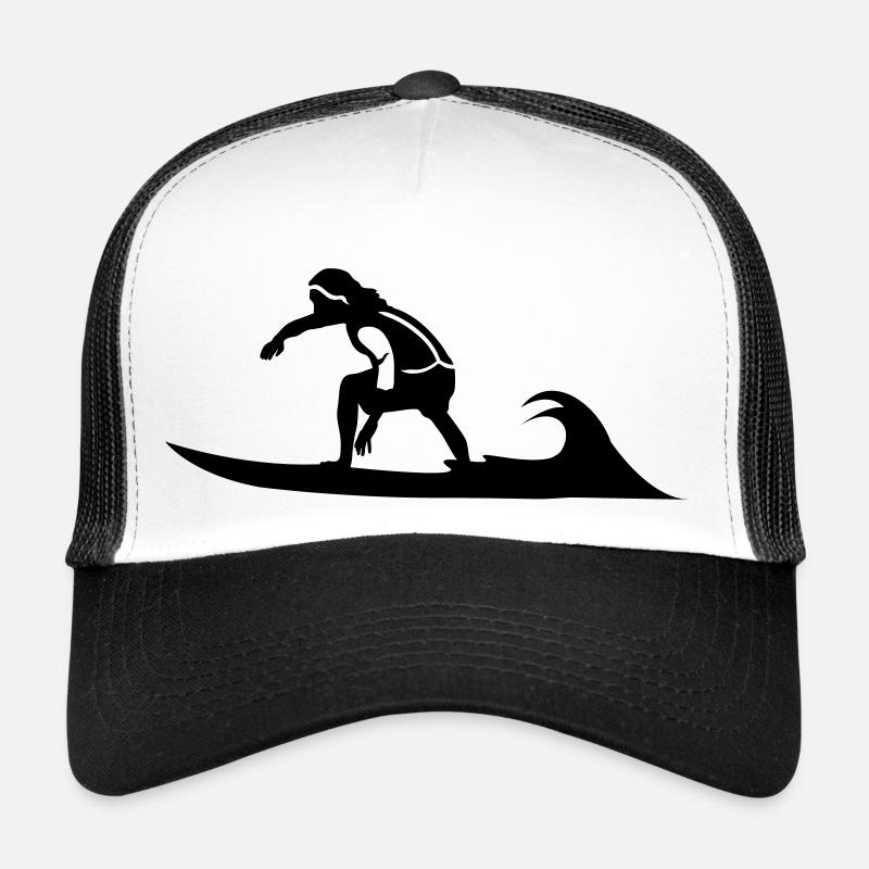 vague de surf plage de surf de vagues - Casquette trucker  - blanc/noir