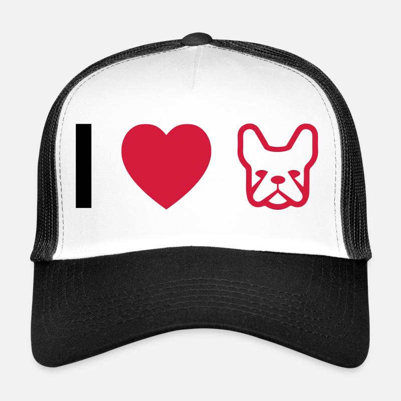 French Bulldog - Trucker Cap - Weiß/Schwarz