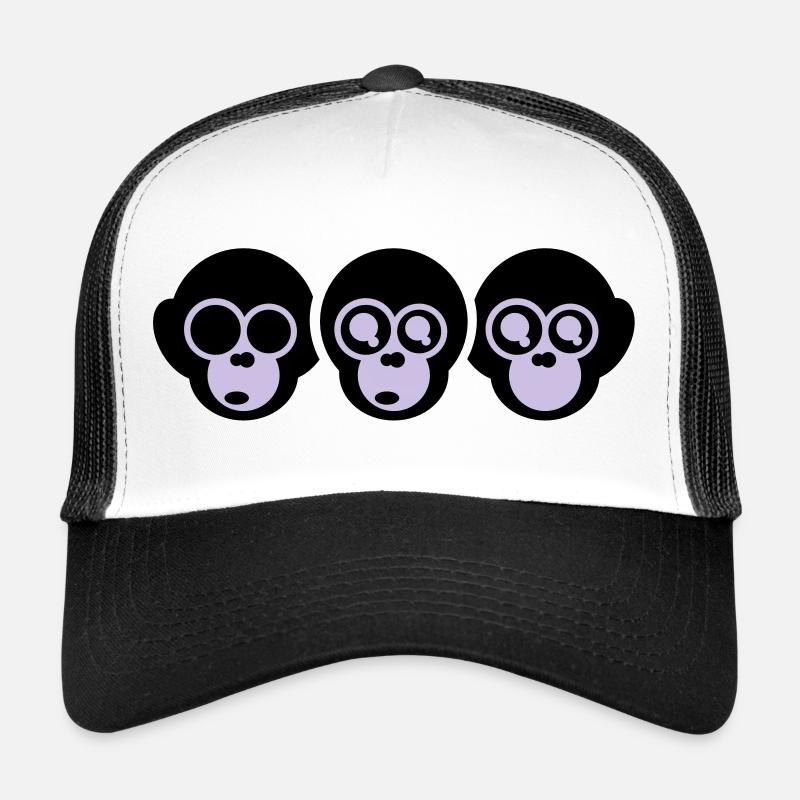 trois singes - Casquette trucker  - blanc/noir