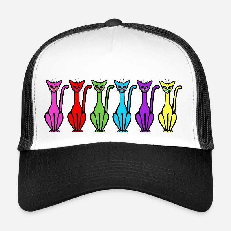 6 chats assis face Casquette trucker 