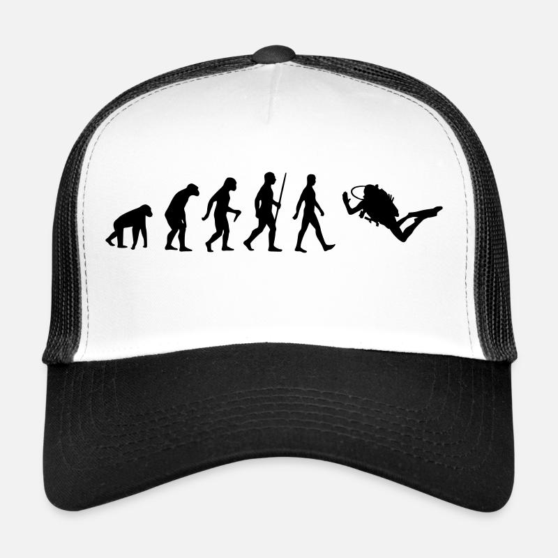 Evolution human monkey diver diving scuba diving Trucker Cap