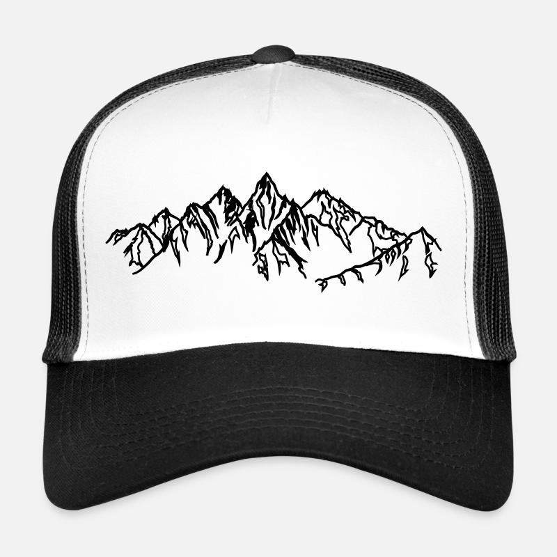 Berge Schwarze Silhouetten im Nebel - Trucker Cap - Weiß/Schwarz
