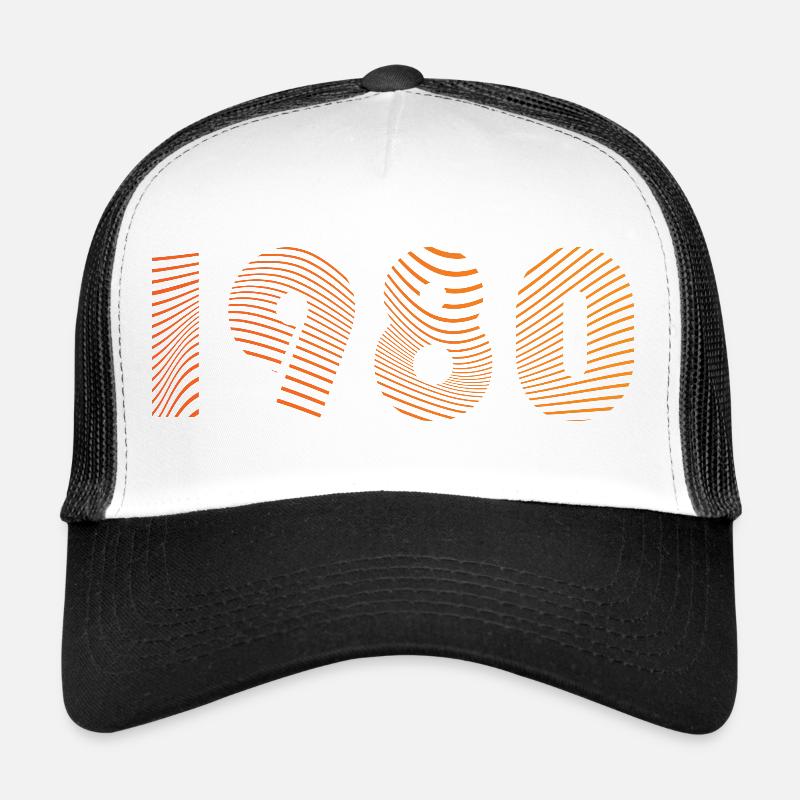 1980er Fingerprint Muster - Trucker Cap - Weiß/Schwarz
