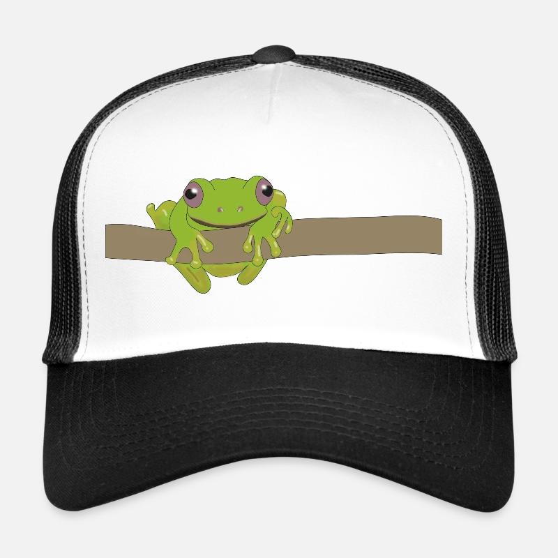 Green frog on a branch Trucker Cap