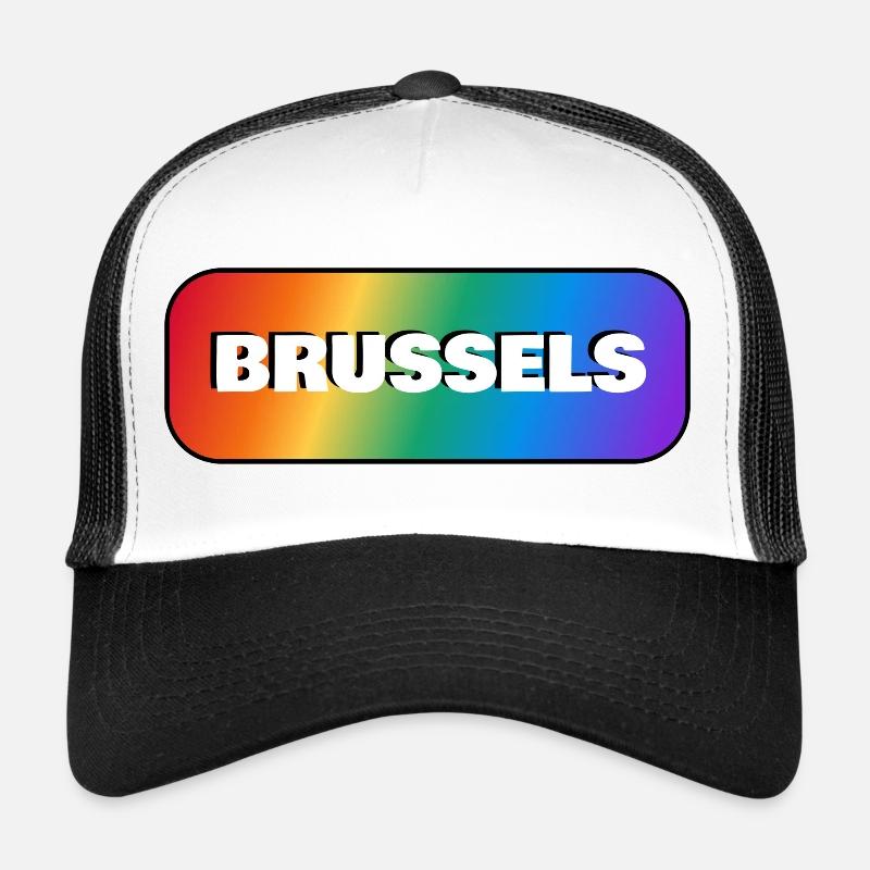 BRUSSELS PRIDE GAY FLAG REGENBOGEN - Trucker Cap - Weiß/Schwarz
