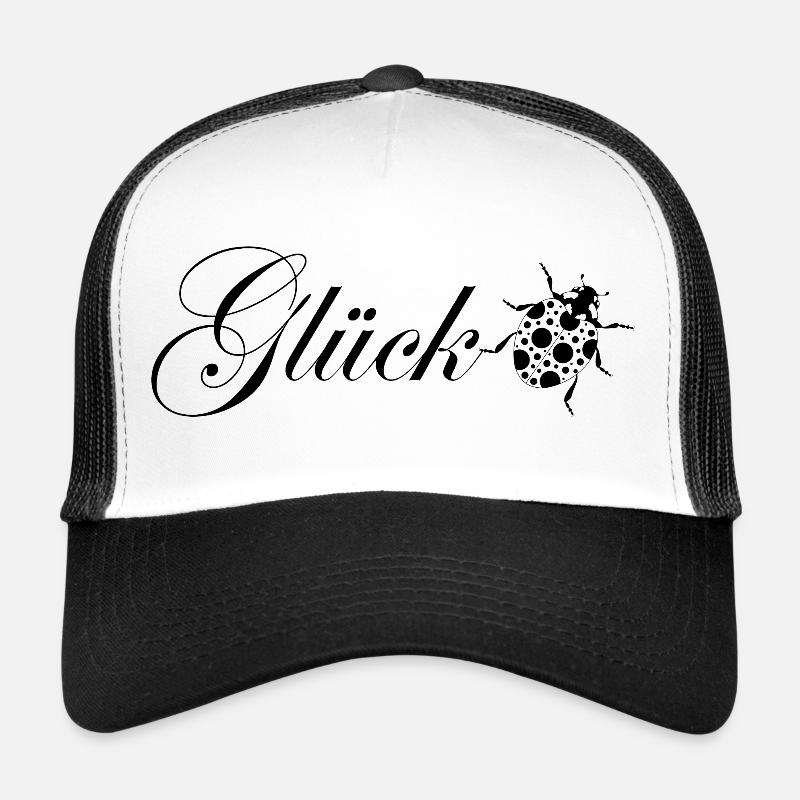 Glück / Marienkäfer / Glücksbringer - Trucker Cap - Weiß/Schwarz