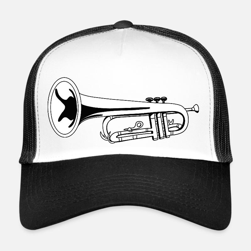 Trumpet Drawing - Trucker Cap - white/black