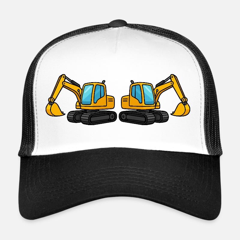 Double construction machinery silhouette Trucker Cap