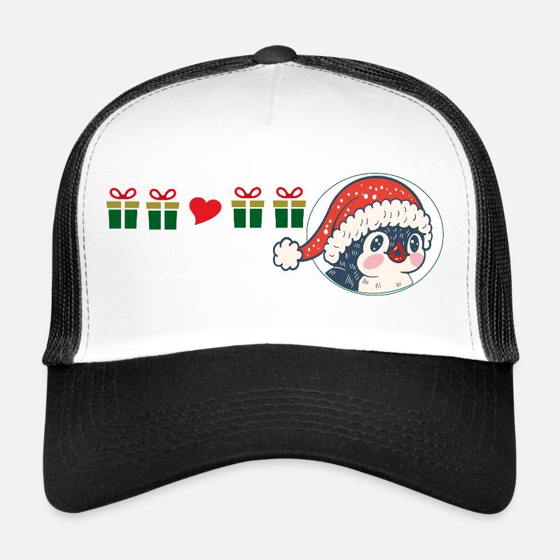 Pinguin mit Weihnachtsmütze - Trucker Cap - Weiß/Schwarz