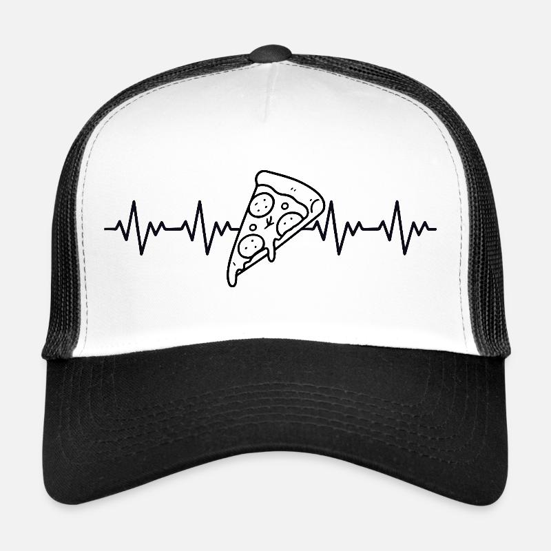 Pizza Slice Machine Pizza ECG Battement de cœur Casquette trucker 