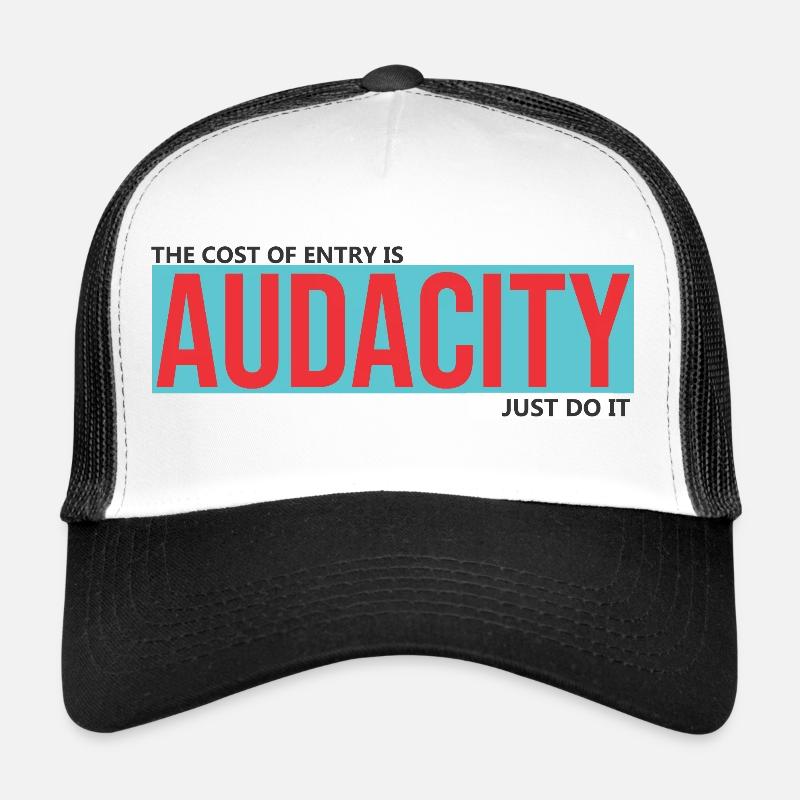 Audacity: Kräftiges Rot auf Türkis Trucker Cap