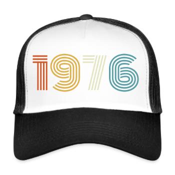 1976 Geschenk 1976 Vintage 1976 - Trucker Cap - Weiß/Schwarz - Vorne
