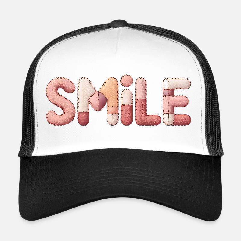 Design de sourire créatif patchwork pour une femme positive Casquette trucker 