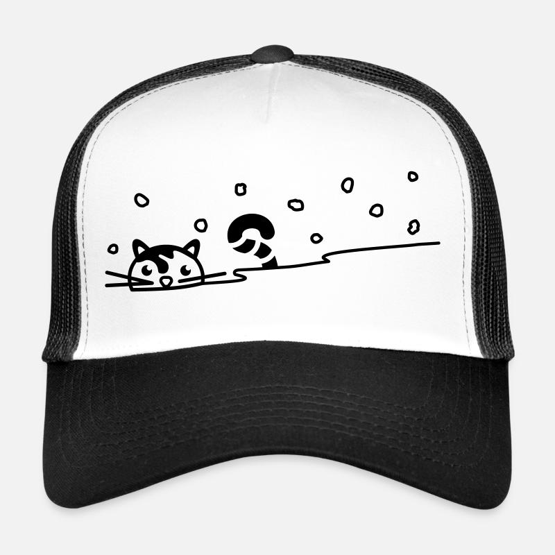 Cute cat in the snow - Trucker Cap - white/black