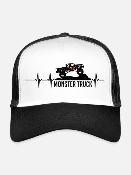 camion monstre - Casquette trucker  - blanc/noir - Devant