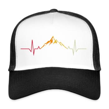 Berg Herzschlag EKG Wandern retro Geschenk - Trucker Cap - Weiß/Schwarz - Vorne