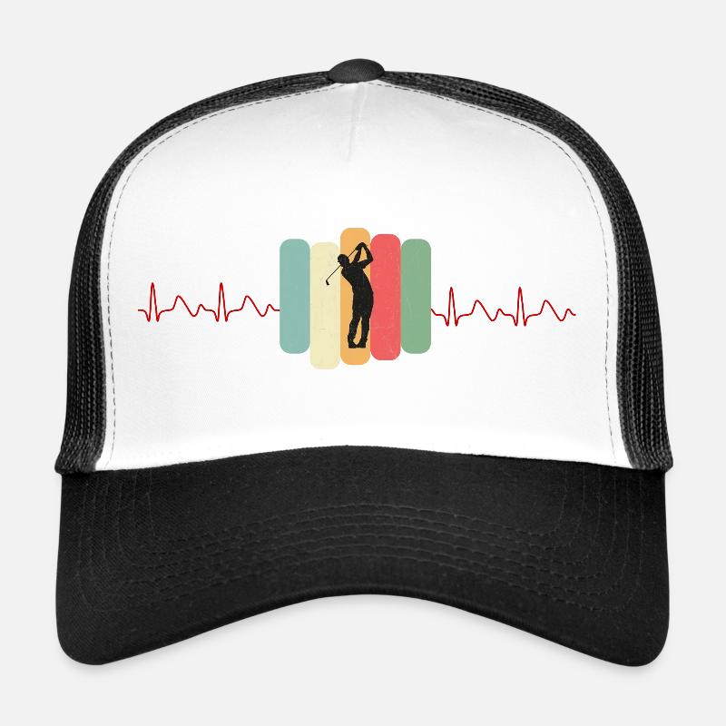 Golf EKG Golfer Golfplatz Golfschläger Golfschwung - Trucker Cap - Weiß/Schwarz
