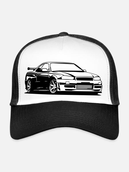 GTR R34 NISMO Skyline - Trucker Cap - white/black - Front
