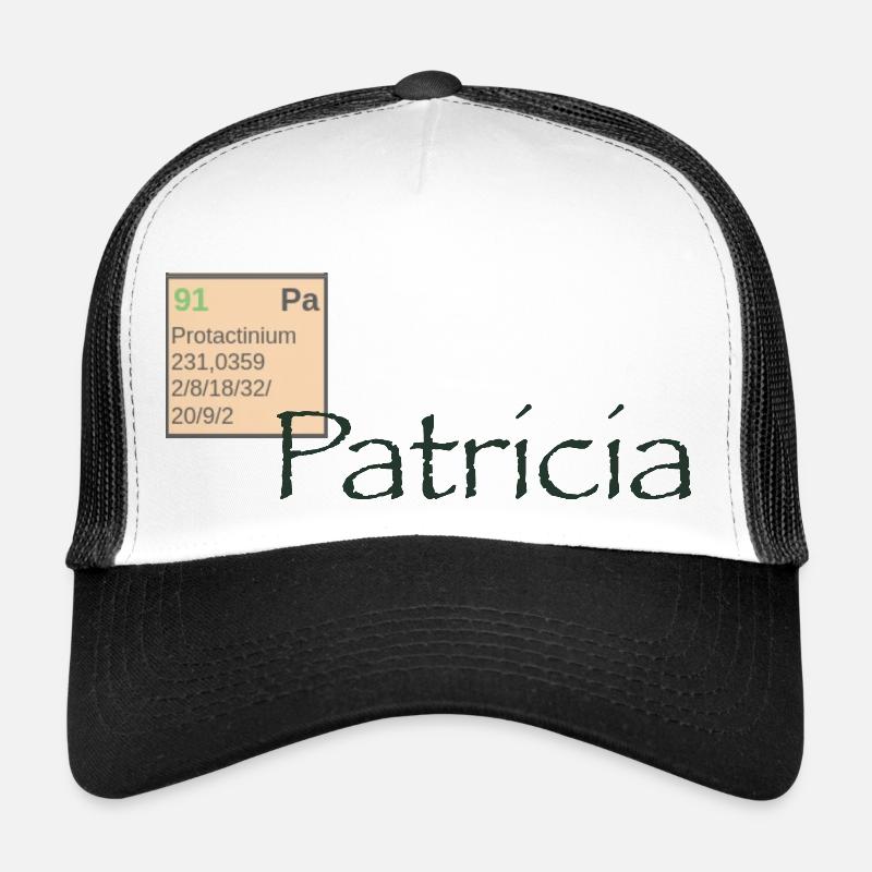 Patricia Vorname Namensschild Protactinium - Trucker Cap - Weiß/Schwarz