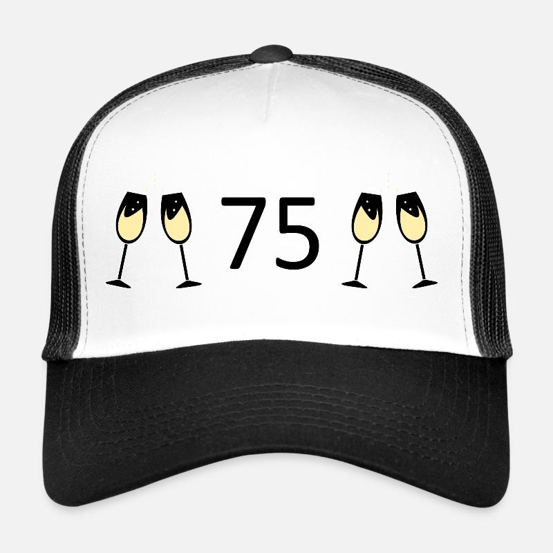 75th Birthday 75 Years Anniversary 75 Number 75 Black Trucker Cap