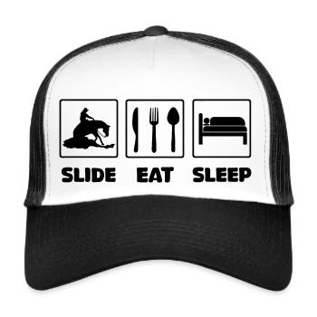 Slide eat sleep Westernreiter Shirt - Trucker Cap - Weiß/Schwarz - Vorne