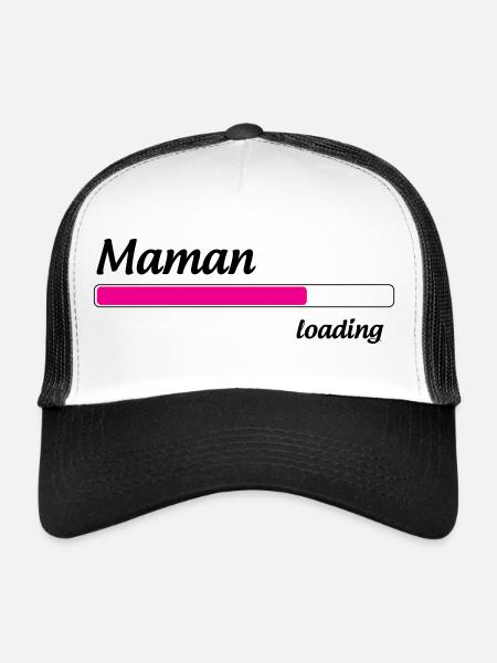 Maman loading... Please Wait - Future Mère - Casquette trucker  - blanc/noir - Devant