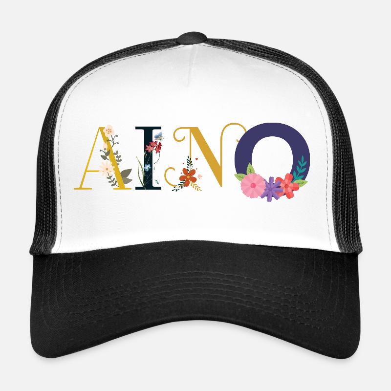 Nom AINO décoré de fleurs Casquette trucker 