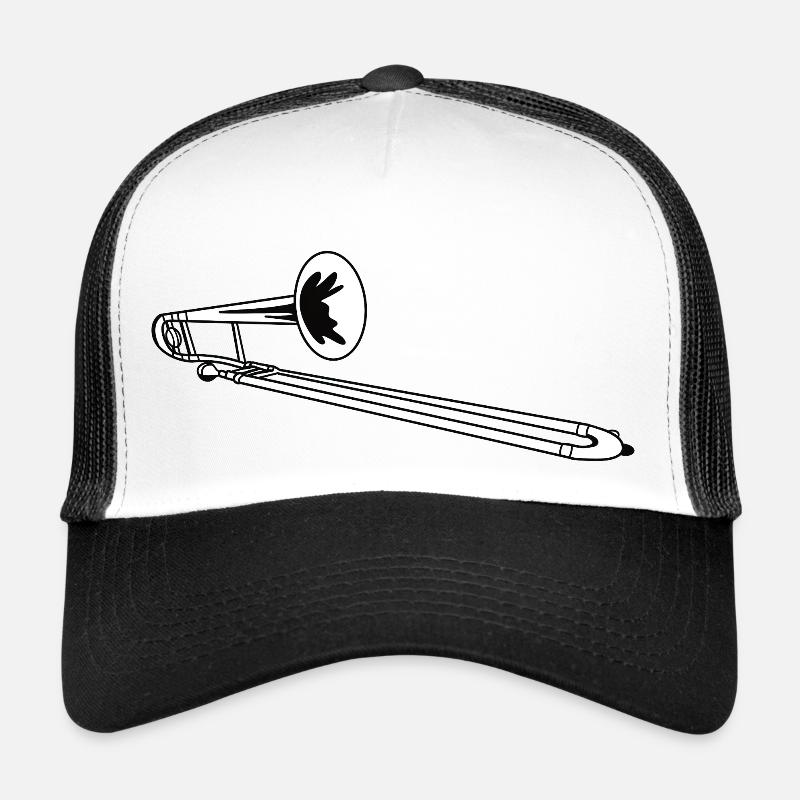 Trombone Drawing - Trucker Cap - white/black
