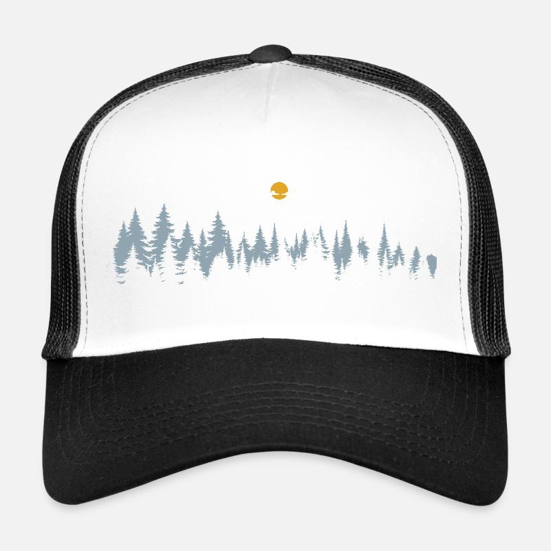 Scène de vélo de forêt au clair de lune - Casquette trucker  - blanc/noir