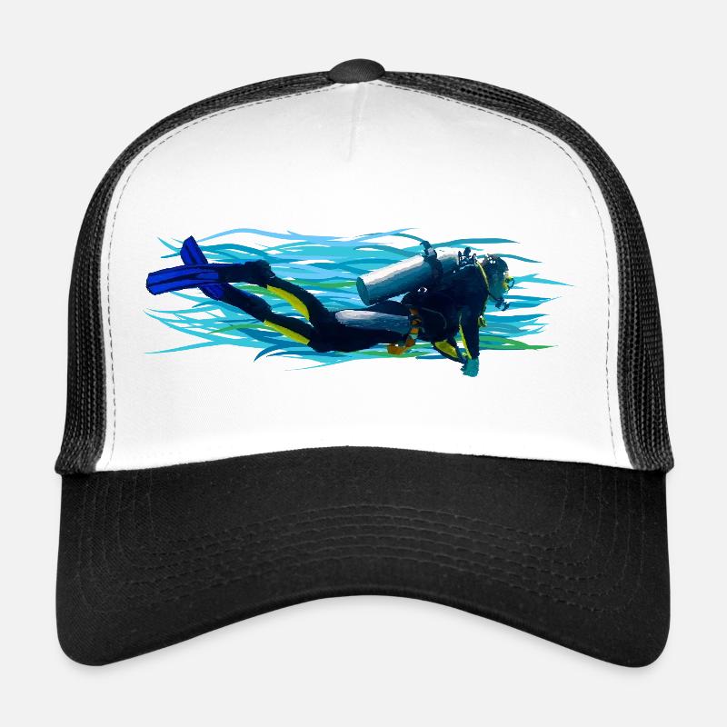 Plongeur - Casquette trucker - blanc/noir