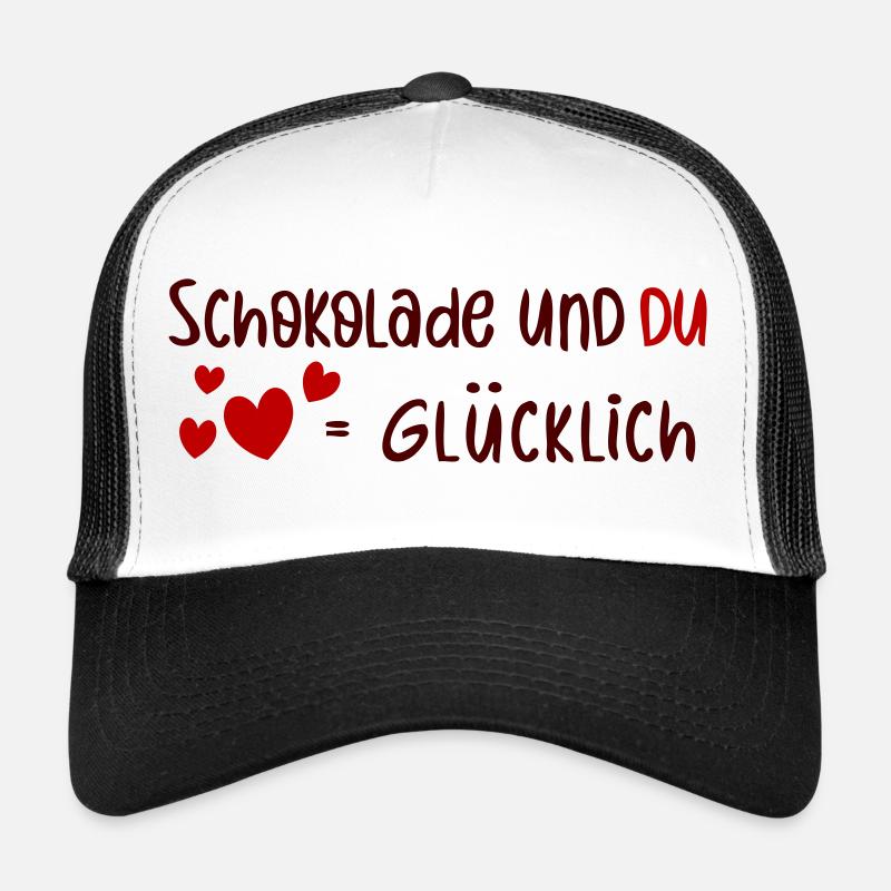 Schokolade und Du   - Trucker Cap - Weiß/Schwarz