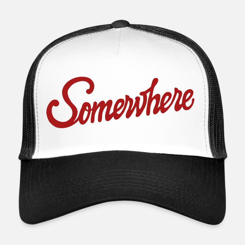 Quelque part Calligraphie Conception de Lettrage à la Main - Casquette trucker  - blanc/noir