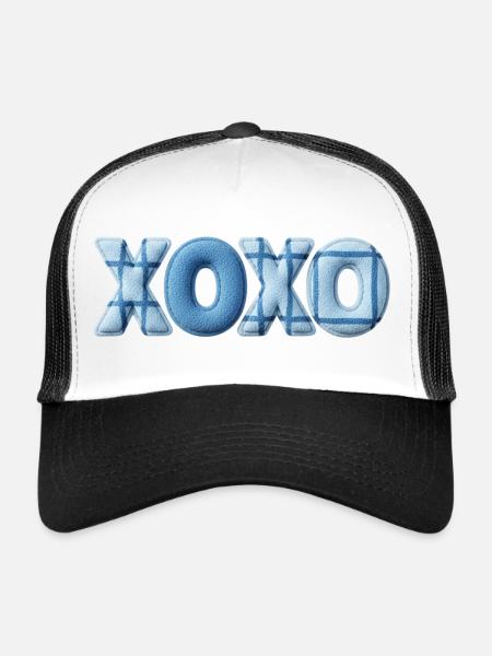 Look patchwork XOXO avec look tissu - Casquette trucker  - blanc/noir - Devant