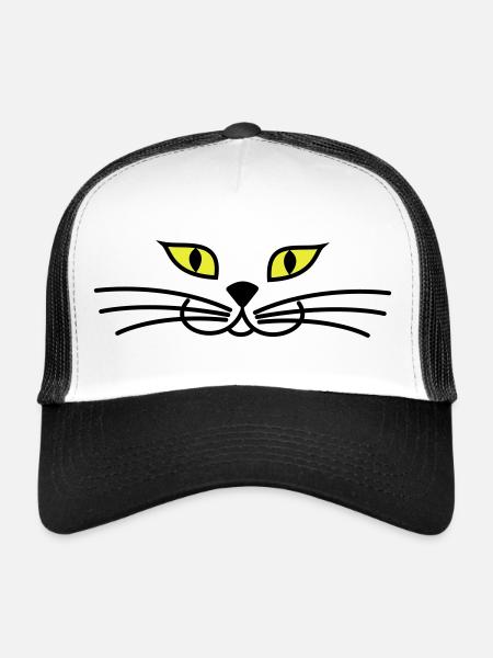 kitteh_face_green_eyes - Casquette trucker  - blanc/noir