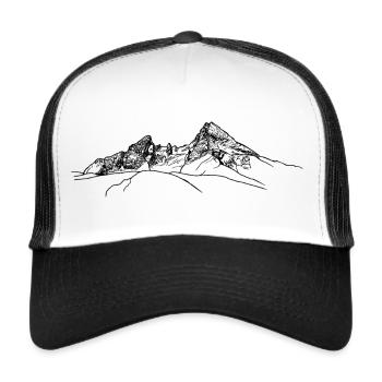 watzmann, Berchtesgaden, bayrische Alpen, Berg - Trucker Cap - Weiß/Schwarz - Vorne