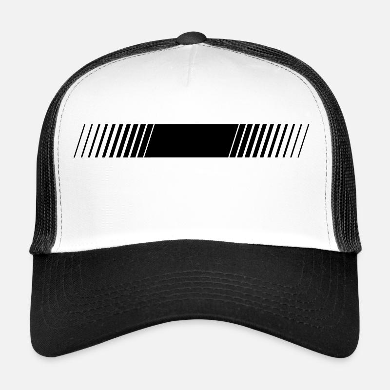 Rennstreifen Mittig Blanko - Trucker Cap - Weiß/Schwarz