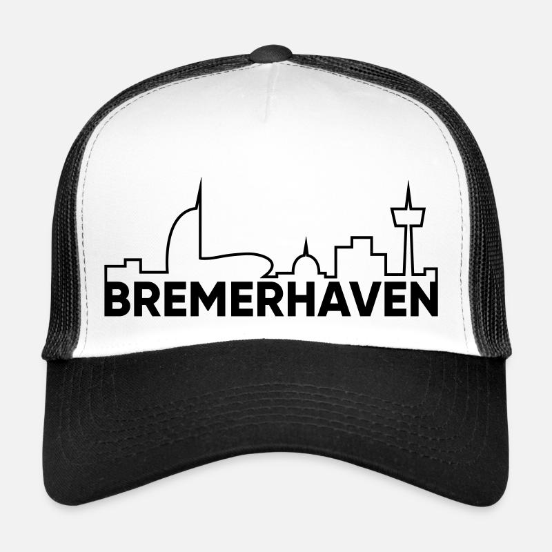 Bremerhaven mit Skyline - Trucker Cap - Weiß/Schwarz