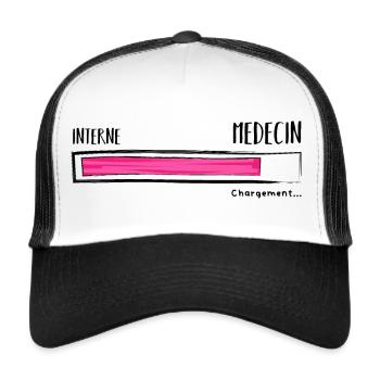 Interne Médecin Chargement. Humour Futur médecin - Casquette trucker  - blanc/noir - Devant