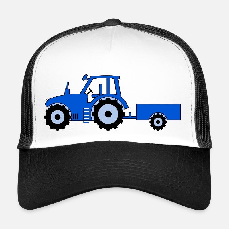 Tracteur avec remorque bleue Casquette trucker 
