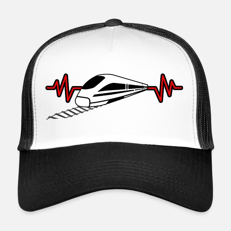 Herzschlag mit Zug - Eisenbahner, Lokführer Design - Trucker Cap - Weiß/Schwarz