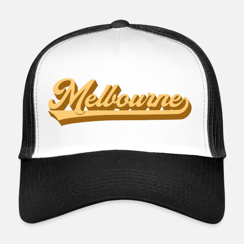 Melbourne Gold Retro Font Trucker Cap