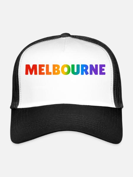 Gay pride LGBTQ arc-en-ciel de Melbourne - Casquette trucker  - blanc/noir - Devant