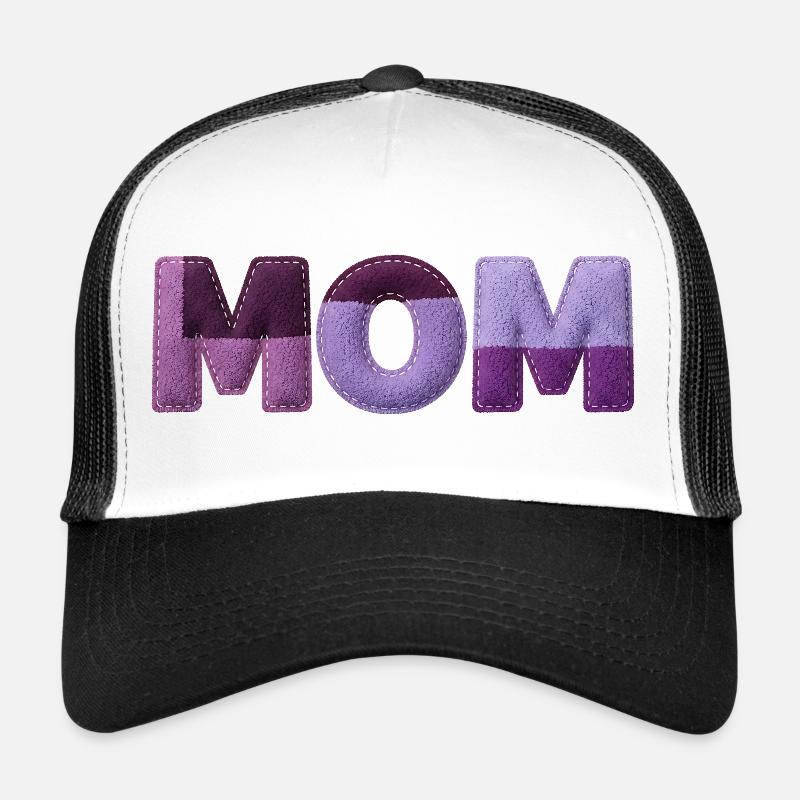 Mom Patchwork FontTypography Purple Statement Trucker Cap