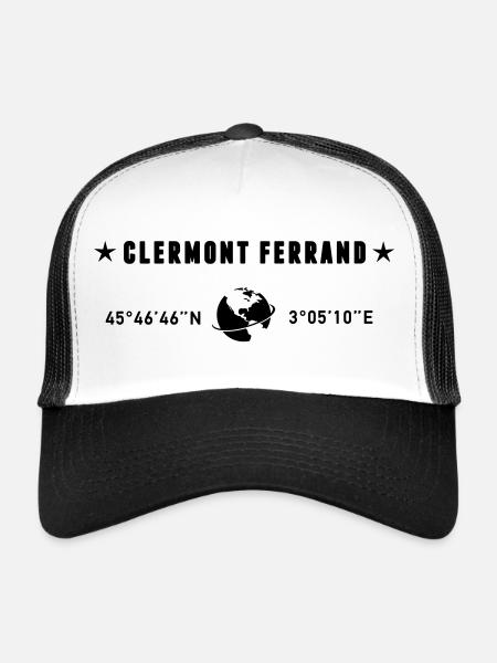 Clermont Ferrand France Coordonnées Globe - Casquette trucker  - blanc/noir - Devant