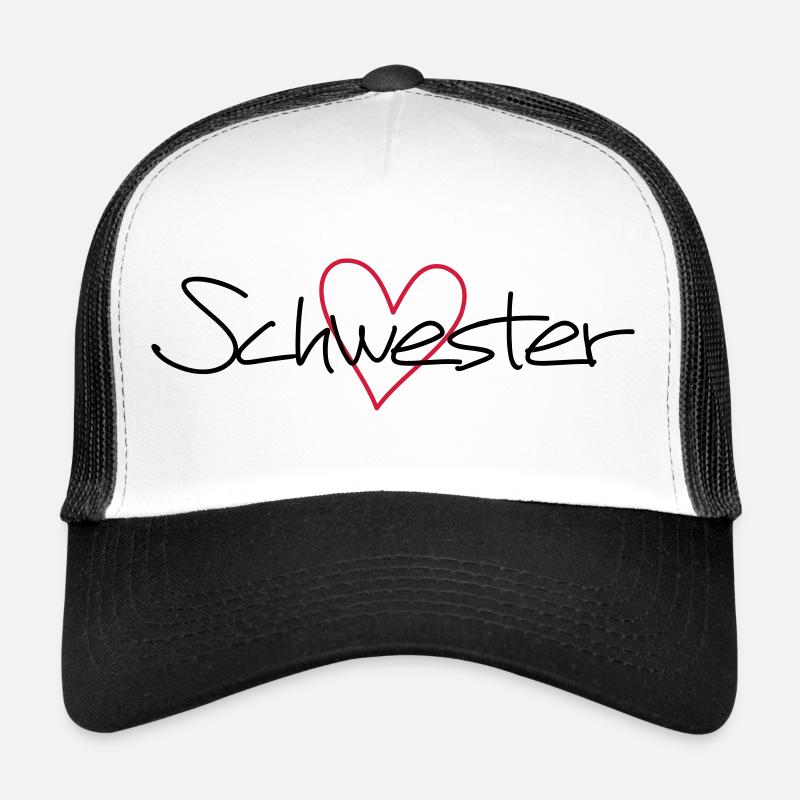 Herz Schwester Schwesterherz Geschenk Liebe - Trucker Cap - Weiß/Schwarz