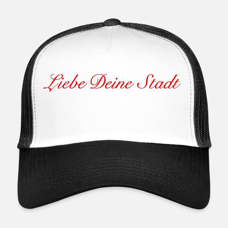 Liebe Deine Stadt red - Trucker Cap - Weiß/Schwarz