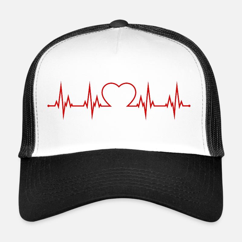 Herzschlag EKG  - Trucker Cap - Weiß/Schwarz