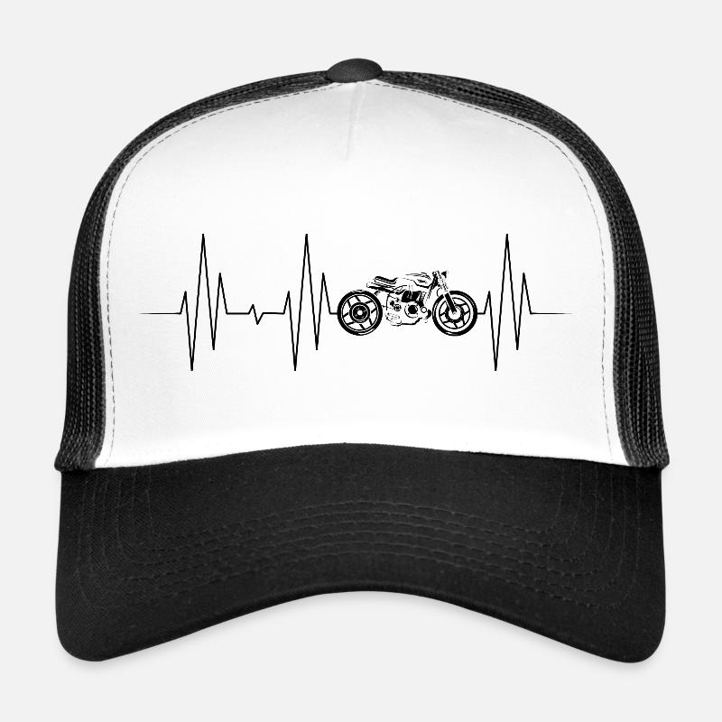 Caferacer Heartbeat Motorcycle Pulse Illustration Trucker Cap